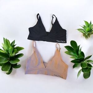 Nautica Women's Black & Tan Wireless Lounge Bra Set